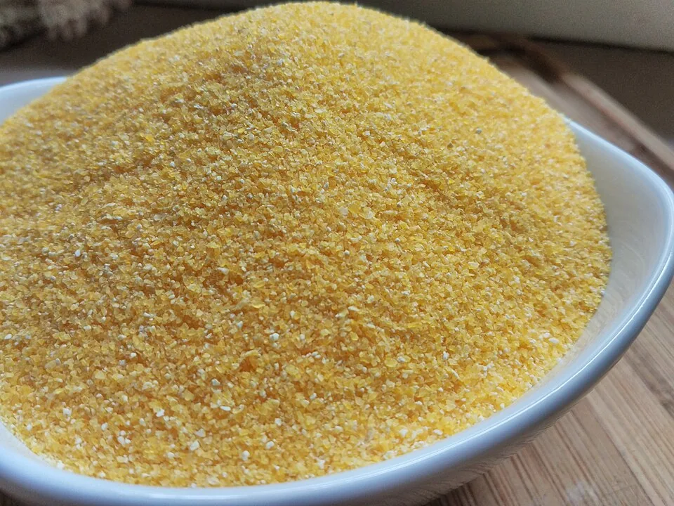 Ground yellow corn shown loose and unbranded