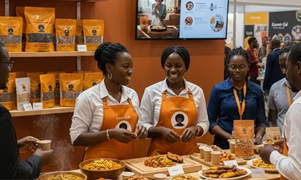 Folefac team serving food at a market